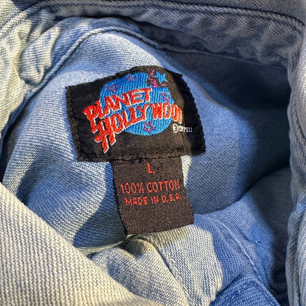 Planet Hollywood Mens Vintage Orlando Denim Long Sleeve Button Shirt Blue Size L - Picture 3 of 5